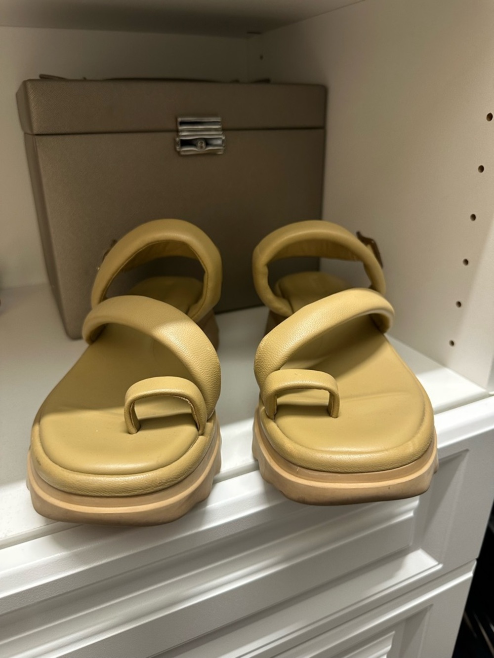 Vince Tan Leather Padded Strap Sandals